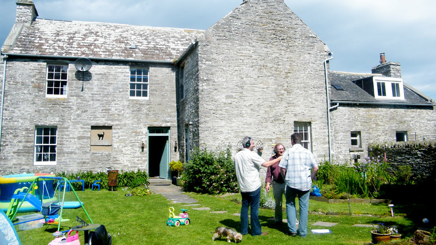 Recording in the the garden of the manse.