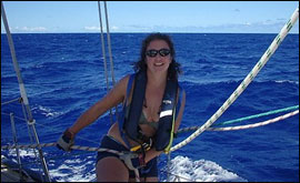 Tracey Watson trimming on board the Jersey Clipper