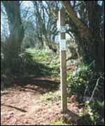 Signpost on footpath