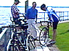 Cyclists on the shores of Lough Neagh