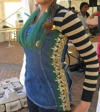 Green denim tube
