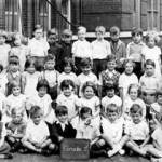 This is my class at Gopsall St school,taken I think about 1936,our teacher was Miss Harris,I am standing 5 children away from  Miss Harris.