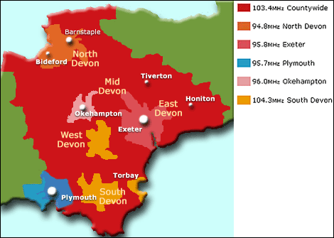 Radio Devon's FM Frequencies