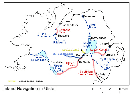 Map showing location of Coalisland canal