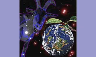 Alien Fruit about to be eaten be the Enormous Mutant Star Goat
