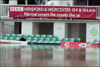 Worcestershire County Cricket Club flooded in June