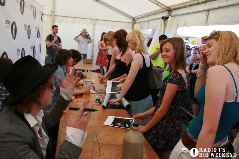 The Kooks in the signing tent