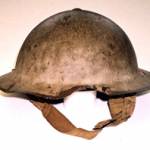 The bullet-damaged helmet The bullet-damaged helmet