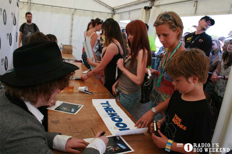 The Kooks in the signing tent