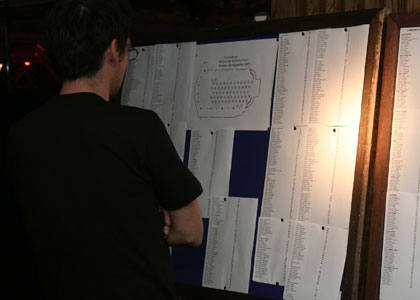 Colin scans the seating list - 