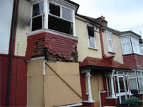 Burnt out house in Thornton Heath