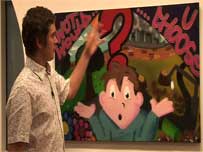 Ally McKinlay with graffiti art in Croydon