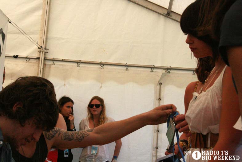 The Kooks in the signing tent