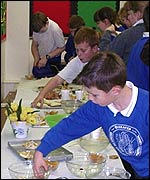 Picture: pupils tucking into some fruit
