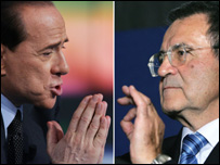 Berlusconi e Prodi enfrentaram eleição apertada