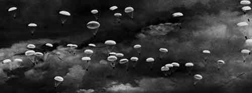 Thousands of parachutes  filled the sky