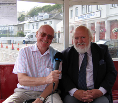 John chats to Peter Kelly on board one of the famous Douglas horse trams