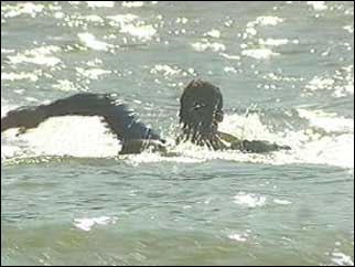 Man swimming in water