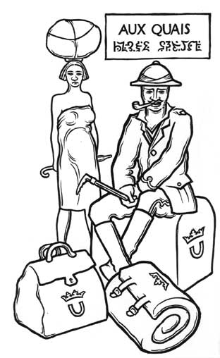 Evelyn Waugh - Aux Quais 1932, Ink 11 x 6.25 ca. 