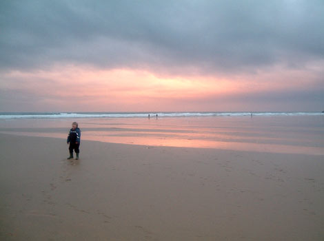 Sunset over Mawgan Porth beach