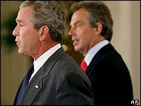ABD Başkanı George Bush ve İngiltere Başbakanı Tony Blair