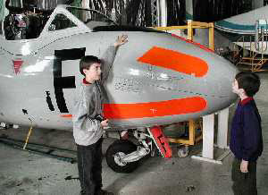 At the nose of a Vampire aircraft