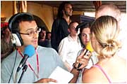 Rajesh chats to some of the crowd