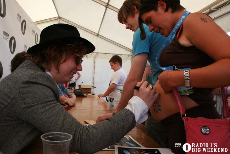 The Kooks in the signing tent