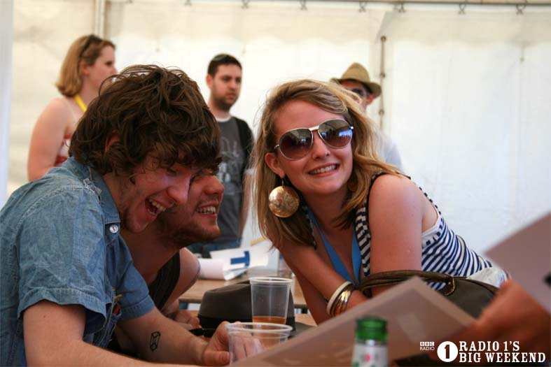 The Kooks in the signing tent