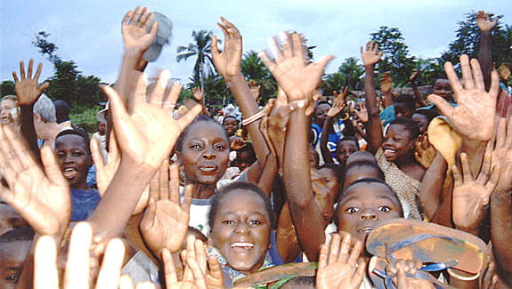 A typical welcome party for Maud's annual return to Congo.