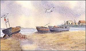 A beach scene.