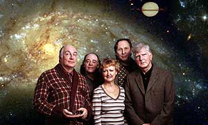 Simon Jones, Geoffrey McGivern, Susan Sheridan, Mark Wing-Davey and Stephen Moore star in The Hitchhiker's Guide To The Galaxy. © Above The Title