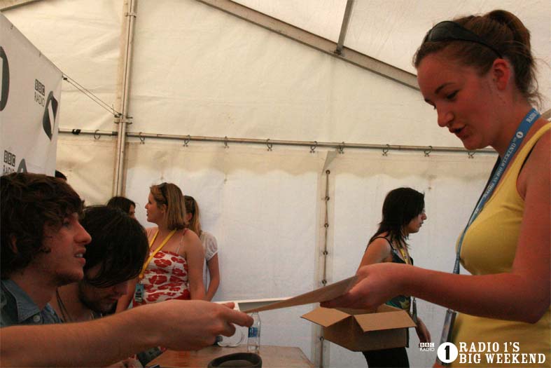 The Kooks in the signing tent