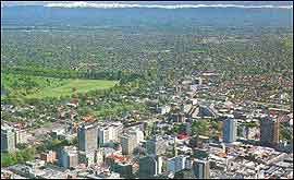 The skyline of Christchurch, New Zealand.