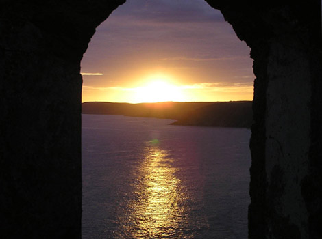 Sunset at Caerhayes Castle