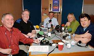 John Rawling, Danny Kelly, Terry Wogan, Rick Wakeman and Bob Mills