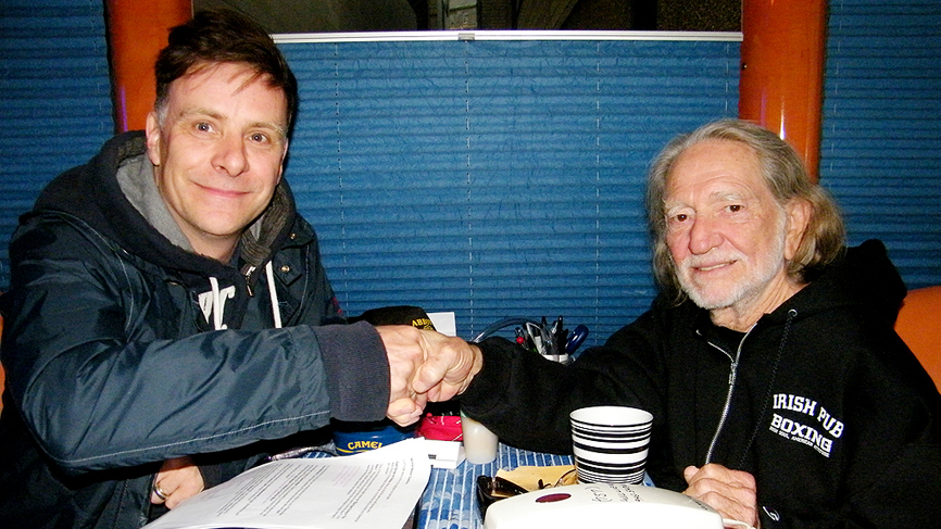 Ricky on Willie Nelson's tour bus