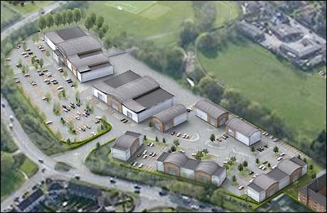 View of proposed industrial and retail units