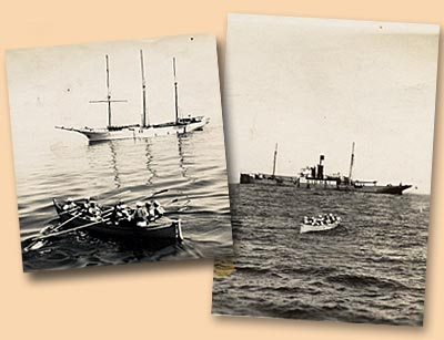 Two ships captured as gun-runners by HMS Gurkha during the Spanish Civil War in 1938.