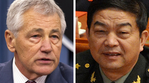 美国防长哈格尔与中国防长常万全通电话