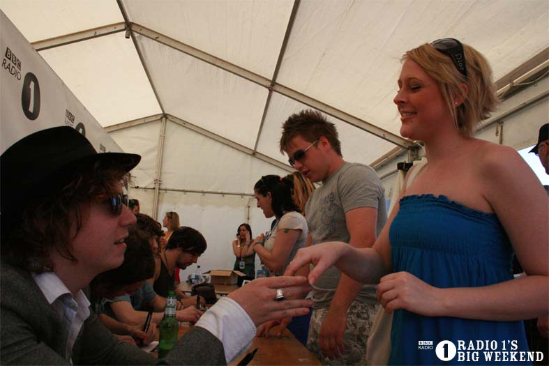 The Kooks in the signing tent