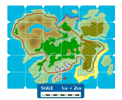 Maps with a scale of 1cm = 2km