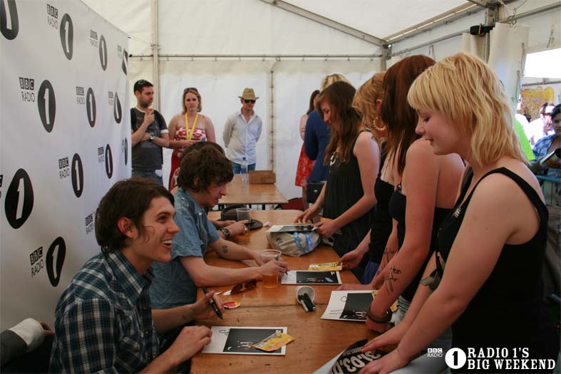 The Kooks in the signing tent