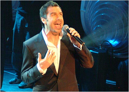 Steve on stage at the R1 / TOTP Christmas Party