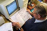 Image of Cliff Howe researching