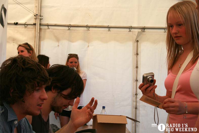 The Kooks in the signing tent