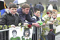 fans at George Best's funeral