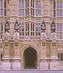 Image of the Gothic entrance to the Palace of Westminster