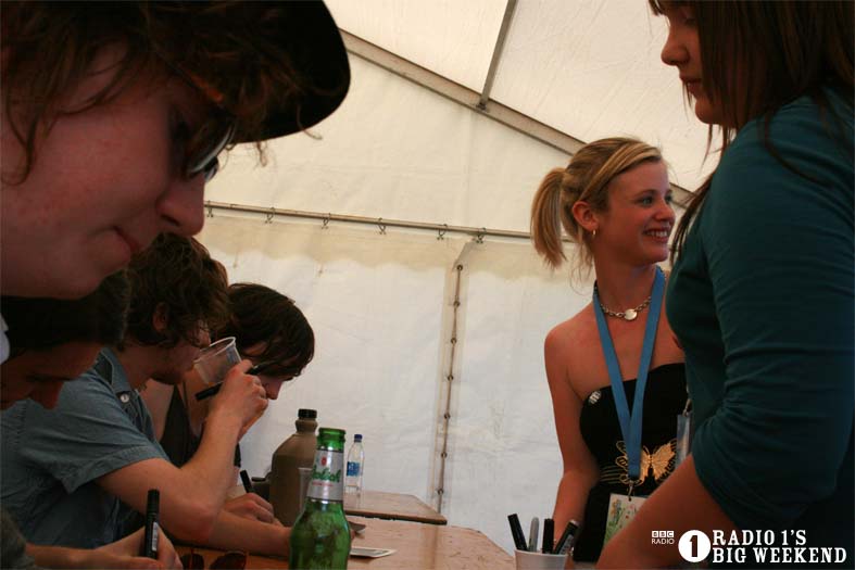 The Kooks in the signing tent