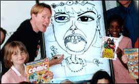 Kev Sutherland and an easel